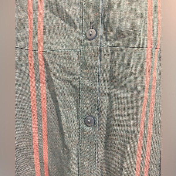 Blue and Pink Lightweight Long Button Down Dress - Picture 5 of 6